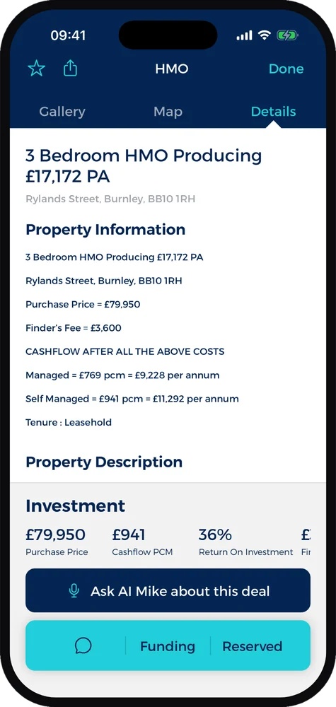 A deal's figures in the app